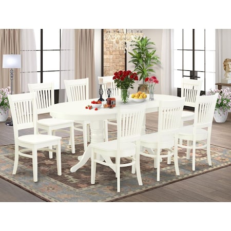 East West Furniture 9 Piece Vancouver Kitchen Table Set - Linen White VAVA9-LWH-W